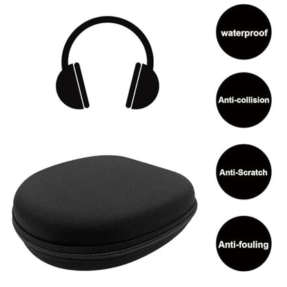 Headphone Case, Black Headset Hard Shell Case, Universal Headphone Storage Protective Bag Suitable for Multiple Models of Headphones