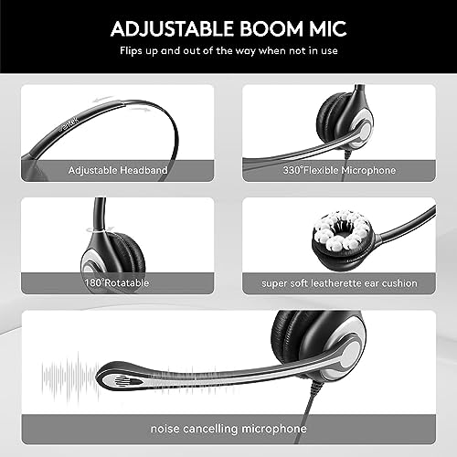 Wantek USB Headset with Mic for PC, On-Ear Computer Laptop Headphones with Noise Cancelling Microphone in-line Control for Home Office Online Class Skype Zoom - color: Dark Black