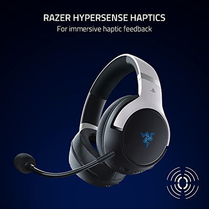 Razer Kaira Pro HyperSpeed Wireless Gaming Headset with Haptics for PlayStation 5 / PS5, PS4, PC, Mobile: Titanium 50mm Drivers - Hybrid Mic - Low Latency Bluetooth - 30 Hr Battery - White & Black - color: White/Black, style: Kaira Pro HyperSpeed