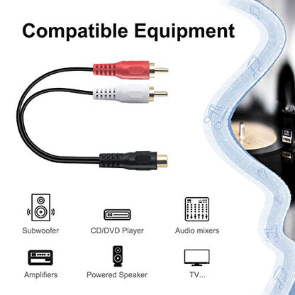 VCE RCA to 1/4" Audio Adapter Bundle with RCA Splitter 1 Female to 2 Male