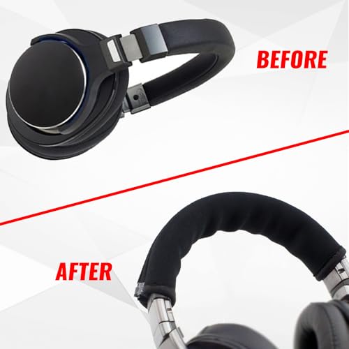 2 Pcs Headphone Headband Cover with Zipper Installation, Black