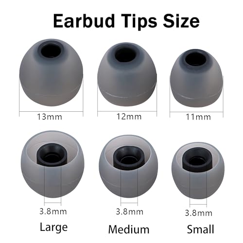 Earbud Replacement Tips Silicone Earbud Tips Eartips Fit Most in-Ear Earbuds(Inner Hole 3.8mm -5.1mm) Headphone Earbuds Rubber Tips 9 Pairs S M L - color: Black/Grey
