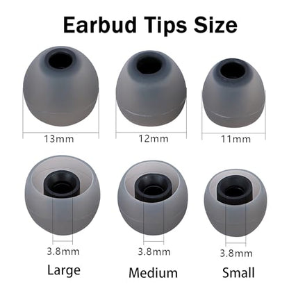 Earbud Replacement Tips Silicone Earbud Tips Eartips Fit Most in-Ear Earbuds(Inner Hole 3.8mm -5.1mm) Headphone Earbuds Rubber Tips 9 Pairs S M L - color: Black/Grey