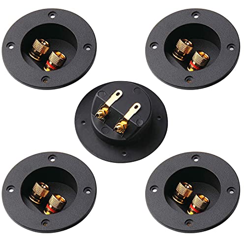 Arroyner 5Pcs 3-Inch Speaker Box Terminal Cup DIY 2-Way Speaker Box Terminal Binding Post Round Spring Cup Connector - color: Black-5pcs