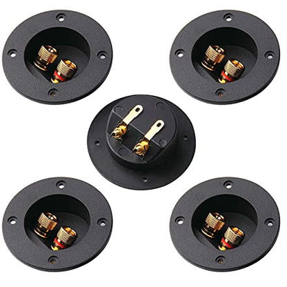 Arroyner 5Pcs 3-Inch Speaker Box Terminal Cup DIY 2-Way Speaker Box Terminal Binding Post Round Spring Cup Connector - color: Black-5pcs