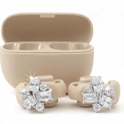 Clip on Earbuds Open Ear Accessories for Bose Ultra Open Earbuds - - color: Square Diamond (Silver)
