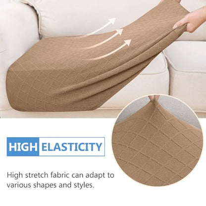 Jacquard Couch Cushion Covers, L Shape Sectional Sofa Slipcovers | Diamond Lattice, L Shape Sectional Fit, Washable, Chaise Cushion Cover, Sofa Protection (1 Piece for Chaise XL) - color: Camel, size: Chaise XL (1 Piece)