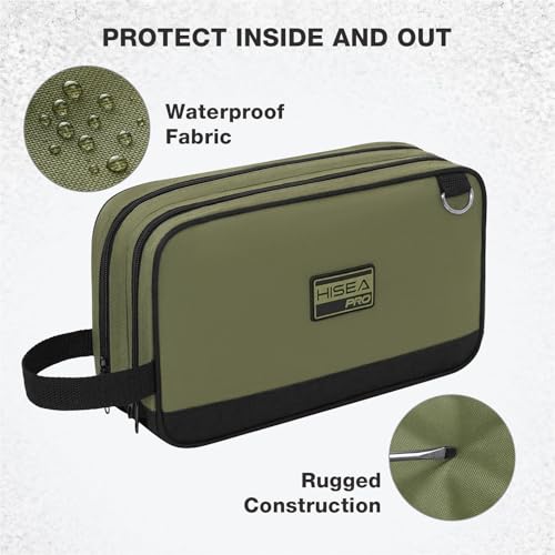 HISEA Small Tool Bag, 12 Inch Tool Pouch with 2 Compartments | with Adjustable Shoulder Strap, Zipper Tool Organizer Bag for Electrican, Mechanic, Screwdriver Storage - color: Green
