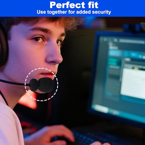 5 Sets Microphone Foam Covers for, High-Density Windscreen Pop Filter Sponge Replacement Headset Mic Covers with Rubber O-Rings for Aviation X A10 A20 A30 (Black)
