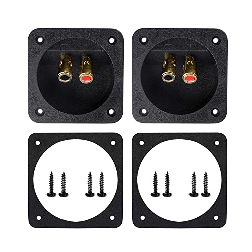 2Pcs 3.1" Square Speaker Box Terminal Cup, Binding Post Connectors | 3.1 Inch, Square 2-Way Speaker Box Terminal Cup Binding Post, Subwoofer box spring-loaded Terminal Plates