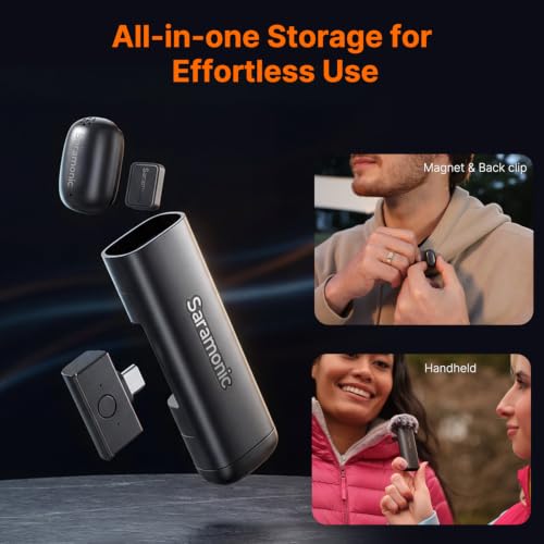 Saramonic Air SE Wireless Mini Microphone for iPhone 17/16/15 & Android, 48kHz/24-bit, AI Noise Cancellation, Clip on Content Creator Microphones for Interview YouTube TikTok Vlogging (2TX + USB-C RX)