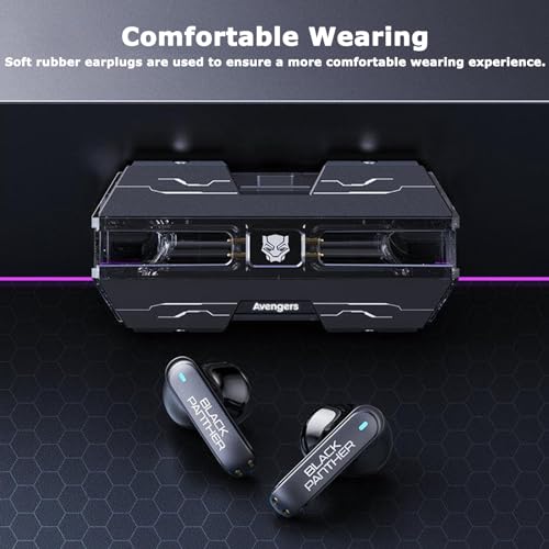 Wireless Earbuds,Gaming Bluetooth Earbuds with Charging Case LED, 45ms Low-Latency Stereo for Gaming/Running/Fitness/Work (Panther12)