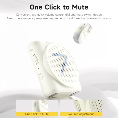 7RYMS WA2 Wireless Voice Amplifier for Teachers with Magnetic Lavalier Mic, Wireless Portable Amplifier with Noise Canceling, Mini Voice Amplifier for Classroom, Meeting, Training, Speech (White) - color: White