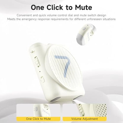7RYMS WA2 Wireless Voice Amplifier for Teachers with Magnetic Lavalier Mic, Wireless Portable Amplifier with Noise Canceling, Mini Voice Amplifier for Classroom, Meeting, Training, Speech (White) - color: White