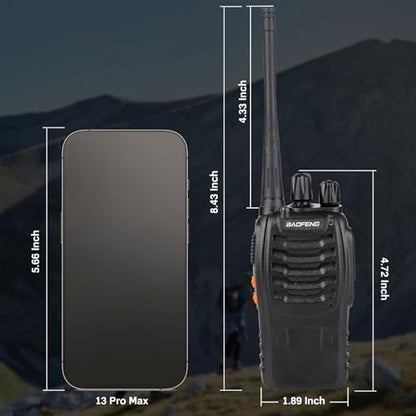 Baofeng Walkie Talkies 888S Rechargeable Long Range with Earpieces for Adults, 16 Channel Professional Radio Handheld Two Way Radios Li-ion Battery and Charger Included (6pack with 6earpiece) - color: 6pack with 6earpiece