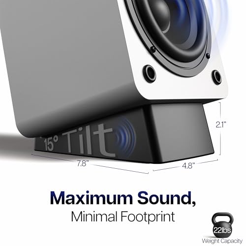 VIVO Medium 5 x 8 inch Desktop Speaker Stands, Desk Studio Wedge with 15° Tilt Design, Audio Stand Riser for Bookshelf Speakers, Anti-Vibration, Set of Two, Black, STAND-SP2A-M - size: 5 x 8 inch