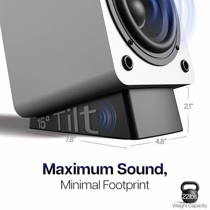VIVO Medium 5 x 8 inch Desktop Speaker Stands, Desk Studio Wedge with 15° Tilt Design, Audio Stand Riser for Bookshelf Speakers, Anti-Vibration, Set of Two, Black, STAND-SP2A-M - size: 5 x 8 inch