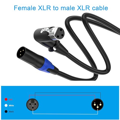 11.8 inch / 2 Pack XLR Right-Angle Female to Straight Male Microphone Extension Cable, for Powered Speakers,Audio Interface or Mixer for Live Performance & Recording - style: XLR Right-Angle Female to Straight Male