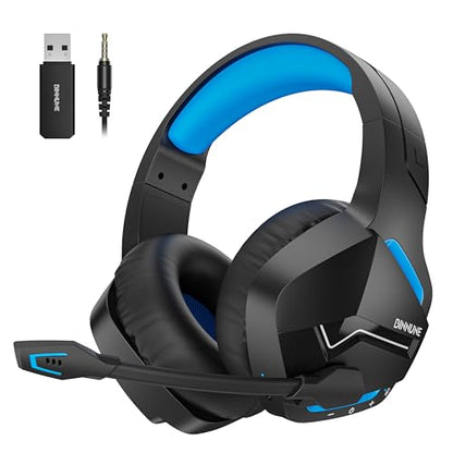 BINNUNE Wireless Gaming Headset for PS5 PC, 120H Ultra-Long Battery, 2.4GHz & Bluetooth 5.3 Wireless Gaming Headphones, PS5 Hadset Wireless with Mic, 50mm Drivers, Comfort Over Ear Headphones,Blue - color: Blue
