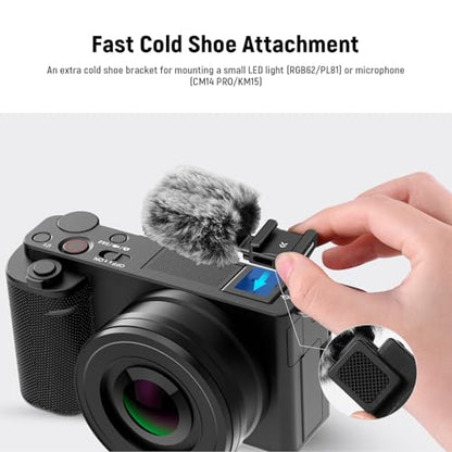 NEEWER Cold Shoe Wind Muff for ZV Series Vlog Cameras, Microphone Furry Windscreen with Cold Shoe Mount Adapter Accessory Compatible with Sony ZV1F ZVE10 ZV1 ZVE1 ZV1 II, CA133 Black | Microphone Furry Windscreen, with Cold Shoe Mount Adapter, Accessory C