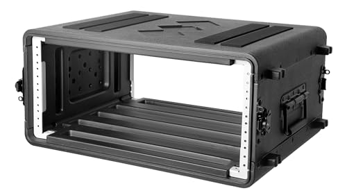 Diandian 4U Rack Case Shallow 16" Depth, Rackmount Flight Case Shock Mount | for Pro Audio, Amplifier, DJ Mixer, Effects with Microphone Compartments, Dust-Proof, Tour & Live Sound - size: 4U Rack Space 16" Deep