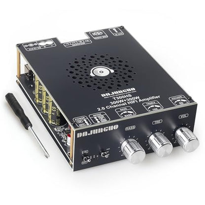 T300HS Amplifier Board with Treble and Bass Control, DC 9-24V, BT and AUX Inputs, 2.0 Channel Stereo AMP Board for DIY Wireless Speakers, Password Free - color: T300HS (Black1)