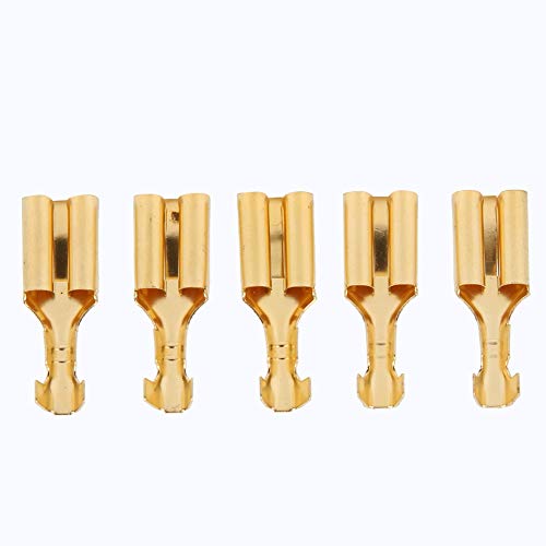 100 PCs 7.8mm Quick Splice Wire Spade Connectors Kit Brass Quick Connectors Wire Terminals Connectors Wire Crimps for Electrical Wiring Car Audio Speaker