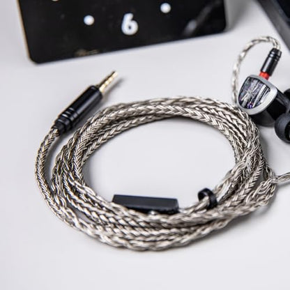 Linsoul Tripowin Zonie 16-Core Silver-Plated SPC IEM Cble w/Omni Mic | HiFi Wired Gaming Earbuds Cable, in-Ear Monitor Upgrade Cable, 1.25m Tangle-Free Wire for Audiophiles, 3.5mm,MMCX - size: MMCX, style: 3.5mm