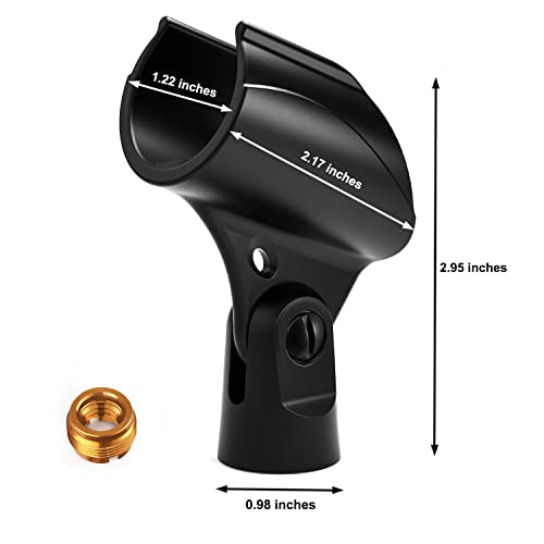 Moukey Microphone Mic Clip Holder for Mic Stand with 5/8" Male to 3/8" Female Adapter, 2-Pack