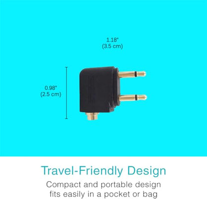 MEE audio Connect Air in-Flight Bluetooth Wireless Audio Transmitter with 2-Pack Airplane Adapter, for up to 2 AirPods/Other Headphones; Works with All 3.5mm AUX Jacks, Black - color: Black