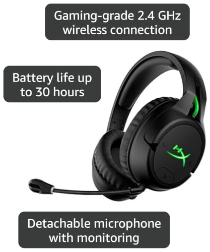 HyperX CloudX Flight – Wireless Gaming Headset, Official Xbox Licensed, Compatible with Xbox One and Xbox Series X|S, Game and Chat Mixer, Memory Foam, Detachable Noise-Cancellation Microphone - size: Wireless, style: CloudX Flight