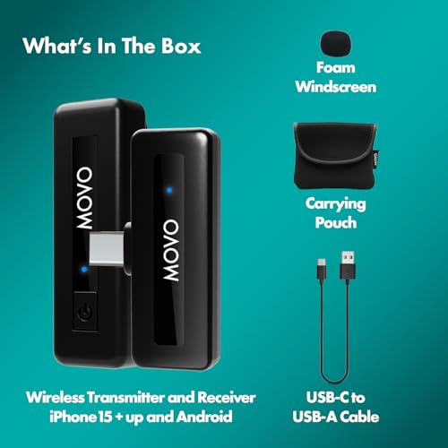 Movo Wireless Mini UC USB-C Wireless Microphone for Android - Lavalier Mic for Android Phones, Laptops, iPad Pro, and More
