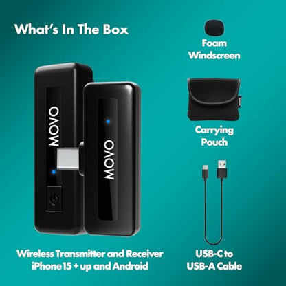 Movo Wireless Mini UC USB-C Wireless Microphone for Android - Lavalier Mic for Android Phones, Laptops, iPad Pro, and More