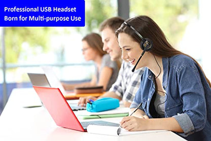 USB Headset with Microphone Noise Cancelling and Volume Controls, Computer PC Headphone with Voice Recognition Mic Works for Dragon Teams Zoom Skype Softphones Conference Calls Online Education etc - color: Multi-Purpose USB Headset Duo KML02DUSB