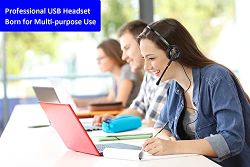 USB Headset with Microphone Noise Cancelling for PC, Computer Laptop Headphone with Mic In-Line Control for Office Softphones Teams Business Skype Zoom Conference Calls Online Course Voice Recognition - color: Multi-Purpose USB Headset Mono KML02USB