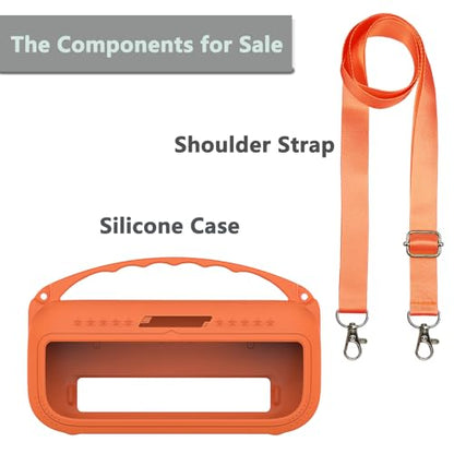 JCHPINE Silicone Cover Case for Bose SoundLink Flex Speaker 2nd Gen | Accessories Compatible with Bose SoundLink Flex 2, Protective Case with Shoulder Strap (Sunset Peach) - color: Sunset Peach