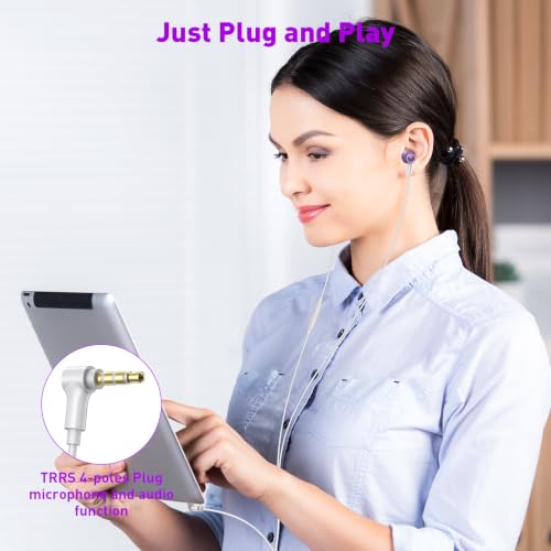 Wired Earbuds 3.5mm Headphones with Mic for Laptop PC Chromebook,Purple | Noise Isolating in-Ear Earbuds,3.5mm Jack Plug in headphones Call Volume Control for Mobile Phones/Computer/MP3 Kids School - color: Purple