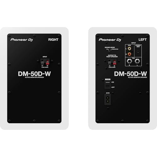 Pioneer DM-50D-W Active 5" Desktop Monitor and DJ Speakers (White) with Professional Graded TRS to TRS Cables