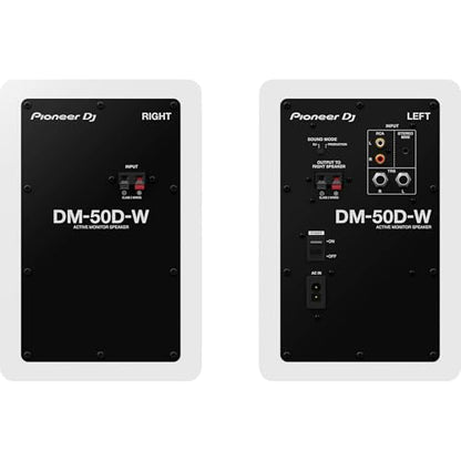 Pioneer DM-50D-W Active 5" Desktop Monitor and DJ Speakers (White) with Professional Graded TRS to TRS Cables