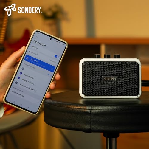 Sondery Portable Mini Guitar Amp,Rechargeable 5W Small Electric Amplifier | With Overdrive/Clean Effects and Bluetooth,Two Speakers,For Practice and Traveling,White - color: White