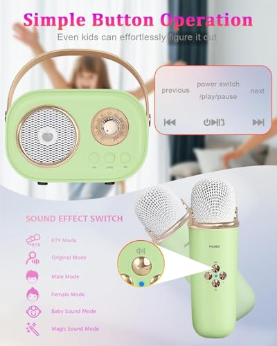 PRUNUS C20 Mini Karaoke Machine,Valentines Day Gifts Her Him Kids Mens - color: C20-Green
