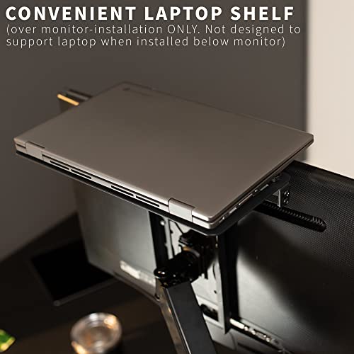 VIVO 13 inch Over Under VESA Monitor Shelf Mount, Holds Media Devices, Speakers, Routers, and More, Fits VESA 75mm, 100mm, 200mm, Black, MOUNT-SF01M