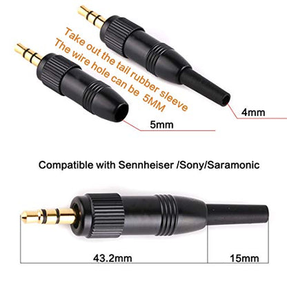 3.5mm (1/8 Inch) TRS Male Screw Lock Stereo DIY Connector Audio Adapter Compatible with Sennheiser Sony Saramoinc BOYA Comica Lavalier Microphone(4mm) - size: 4mm