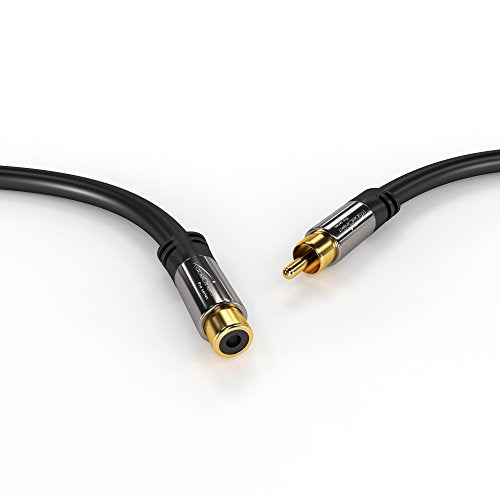 KabelDirekt – RCA Extension Cable – 3ft | Subwoofer/audio cable, RCA male to female, ideal for amplifier/HiFi, analog & digital - size: 3 Feet