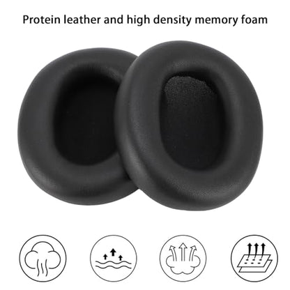 Earpads for 2, Protein Leather Memory Foam Replacement Ear Pads Soft and Stretchable with Noise Isolation Added Thickness