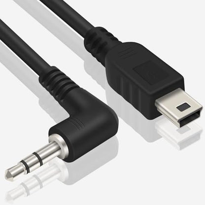 Duttek Right Angled 90 Degree 3-Pole 3.5mm DC Male AUX Audio Jack to Mini USB Male Microphone Adapter Cable-0.3m/Black
