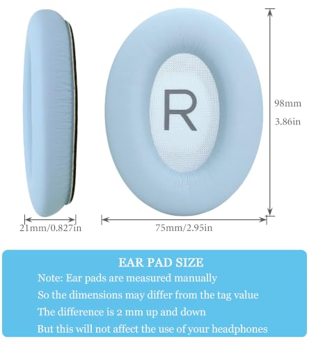 Replacement earpads Compatible with Bose QuietComfort 45 Headphones | Sapphire blue/high-density sound-isolating soft ear pads, protein leather material - color: sapphire blue