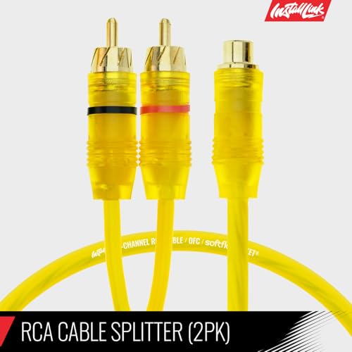 Install Link RCA Y Adapter Cable, 1-Female to 2-Male Splitter, 2-Pack (OFC) | Pure OFC Copper, 1ft, Feeds One Stereo Signal to Two Components, for Subwoofer, Home Theater, Car Audio Amplifier, Studio - color: Frosted Yellow, size: 1-Female to 2-Male