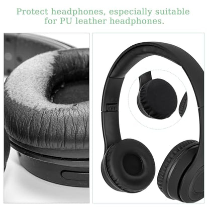 6pcs Fabric Headphone Ear Covers, Black Washable Ear Pad Covers Stretchable Earcup Cotton Nylon Headphone Protector Sweat Headset Cloth Fit 3.5" to 5.9(Large Size) - size: Large Size