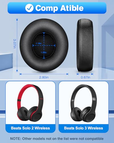 Link Dream Earpads for Beats Solo 3 & Solo 2 On-Ear Headphones - Black - color: Black